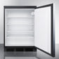 Summit FF7LBLBISSHH Commercially Listed Built-In Undercounter All-Refrigerator For General Purpose Use, Auto Defrost W/Ss Wrapped Door, Horizontal Handle, Lock, And Black Cabinet