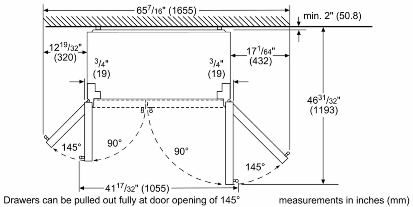 Bosch B20CS30SNS 300 Series Freestanding Counter-Depth Side-By-Side Refrigerator 36'' Easy Clean Stainless Steel B20Cs30Sns