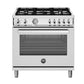 Bertazzoni PRO365DFMXV 36 Inch Dual Fuel Range, 6 Burners, Electric Oven Stainless Steel