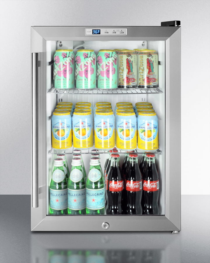 Summit SCR312LCSS Commercially Approved Countertop Beverage Cooler With Glass Door, Stainless Steel Cabinet, Front Lock, And Digital Thermostat; Replaces Scr310Lcss