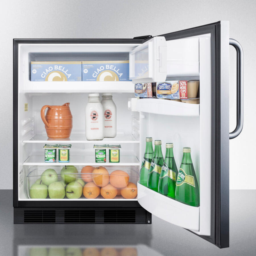 Summit CT66BCSS Built-In Undercounter Refrigerator-Freezer For General Purpose Use, With Dual Evaporator Cooling, Cycle Defrost, And Fully Wrapped Stainless Steel Exterior