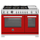Bertazzoni PRO486BTFEPROT 48 Inch Dual Fuel Range, 6 Brass Burners And Griddle, Electric Self-Clean Oven Rosso