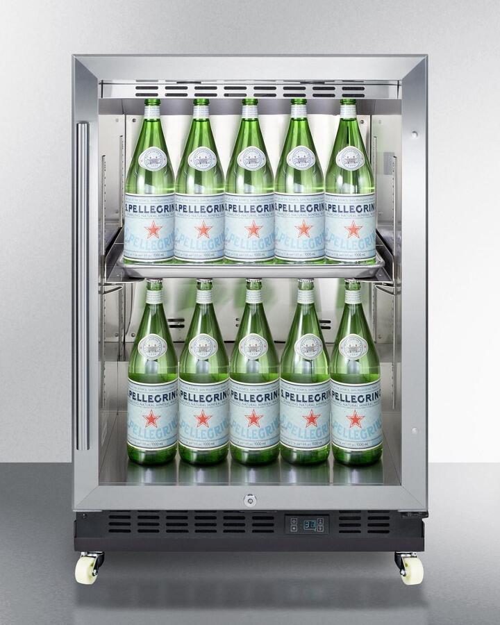 Summit SCR610BLRI 24" Wide Built-In Mini Reach-In Beverage Center With Dolly
