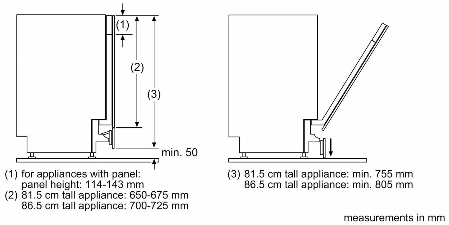 Bosch SMZ5003 18" Dishwasher Accessory Hinge For 4" Toekick Height Installation
