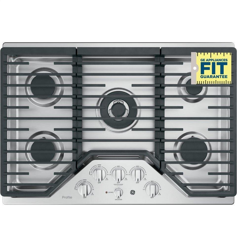 Ge Appliances PGP9030SLSS Ge Profile™ 30" Built-In Tri-Ring Gas Cooktop With 5 Burners And Included Extra-Large Integrated Griddle