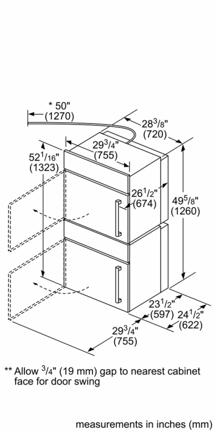 Bosch HBLP651LUC Benchmark Series, 30", Double Wall Oven, Ss, Eu Conv./Eu Conv., Tft Touch Control, Left Swing