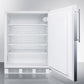 Summit FF7BIFR Commercially Listed Built-In Undercounter All-Refrigerator For General Purpose Use, Auto Defrost W/Ss Door Frame For Slide-In Panels And A White Cabinet