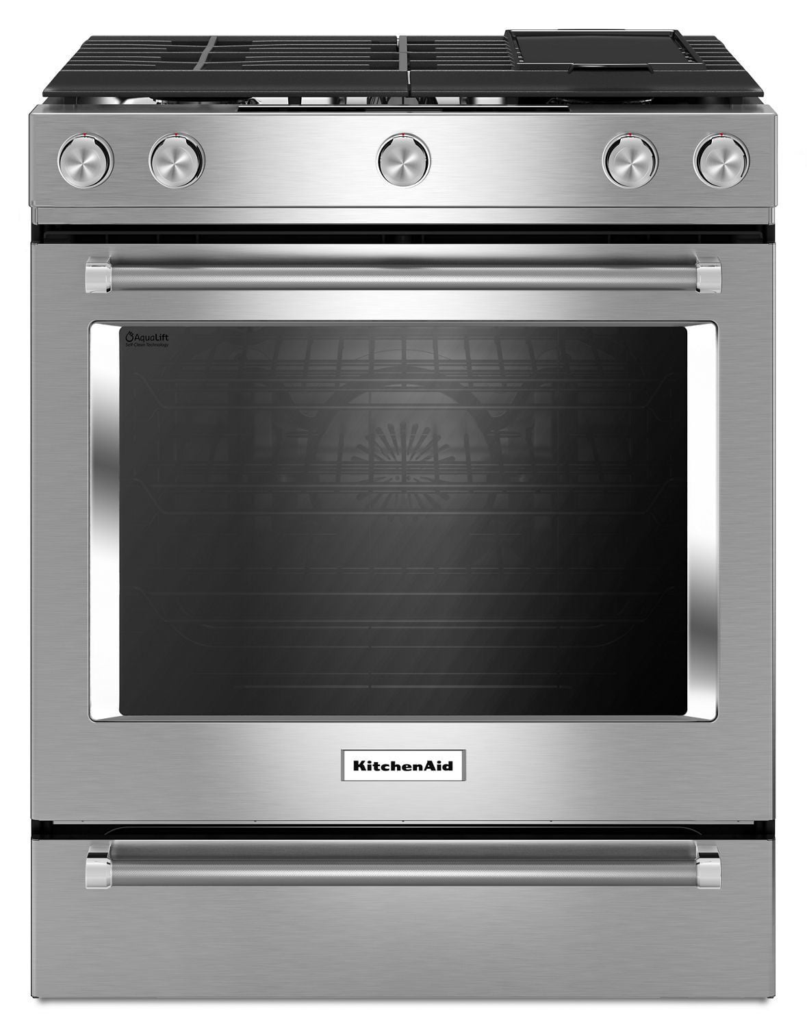 Kitchenaid KSGB900ESS 30-Inch 5 Burner Gas Convection Slide-In Range With Baking Drawer Stainless Steel