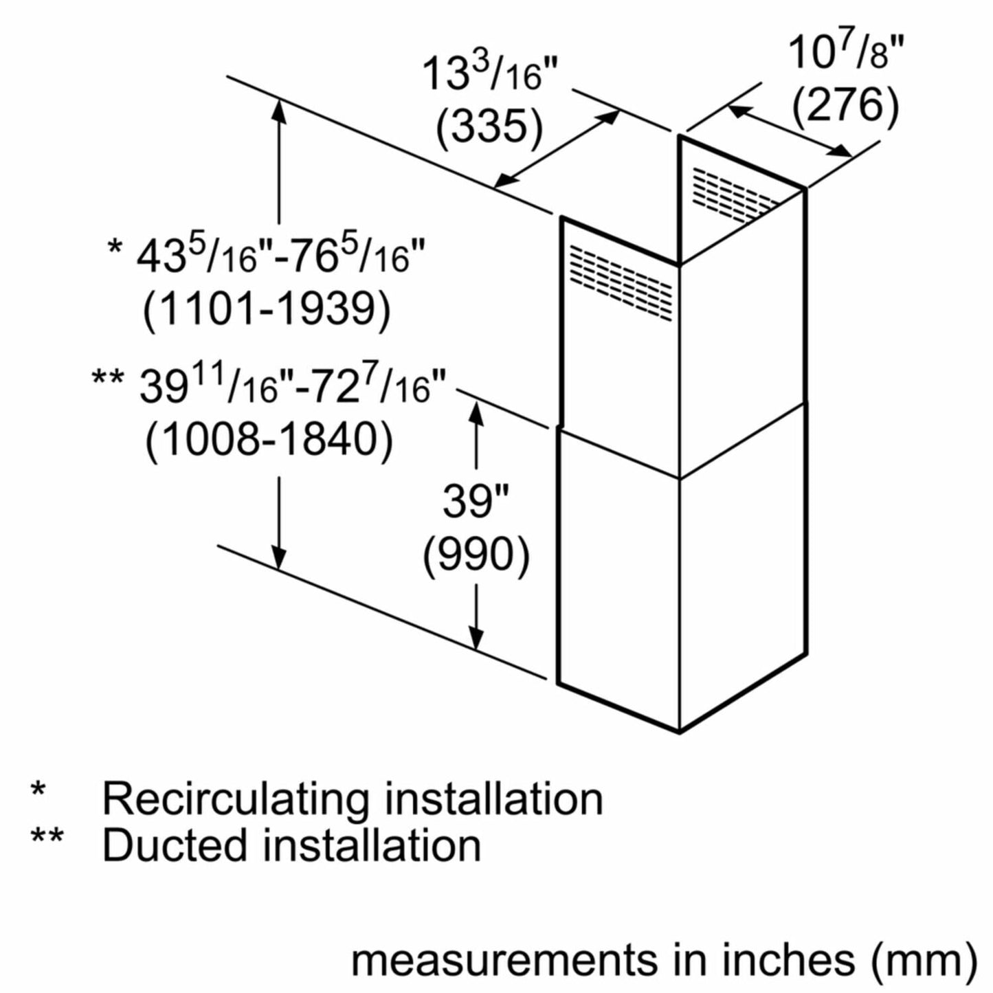 Bosch HCGEXT5UC Glass Canopy Chimney Hood Extension Kit