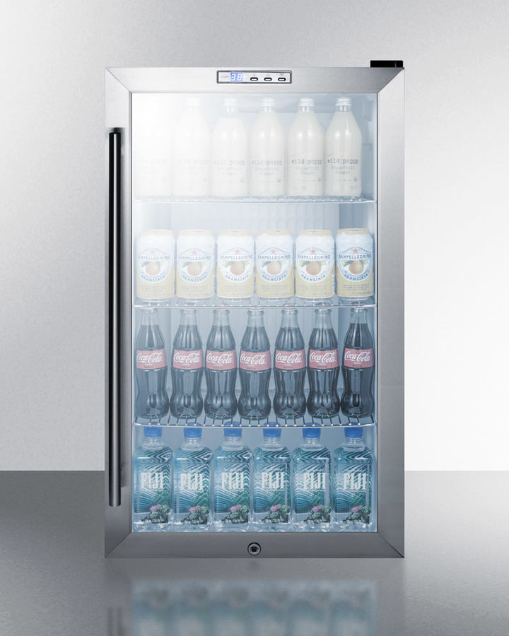 Summit SCR486LBICSS Commercial Built-In Capable Beverage Merchandiser With Glass Door, Stainless Steel Cabinet, Front Lock, And Digital Thermostat