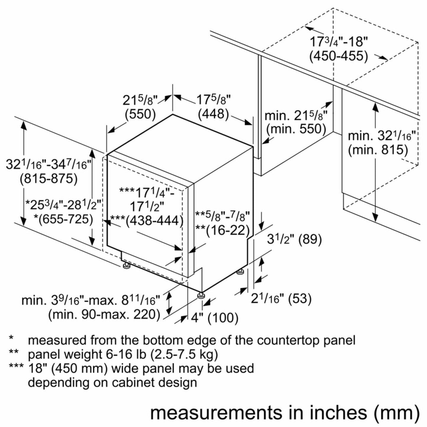 Bosch SPV68U53UC Ada 18" 800 Series Custom Panel, 6/5 Cycles, 3Rd Rck, 44 Dba, Rckmatic,10 Pl Stgs, Infolight - Cp
