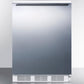 Summit FF6BISSHH Built-In Undercounter All-Refrigerator For General Purpose Use W/Automatic Defrost, Stainless Steel Wrapped Door, Horizontal Handle, And White Cabinet