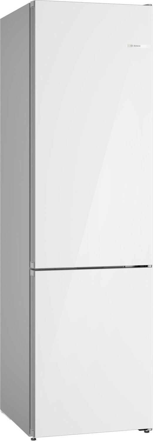 Bosch B24CB80ESW 800 Series Free-Standing Fridge-Freezer With Freezer At Bottom, Glass Door 24" White