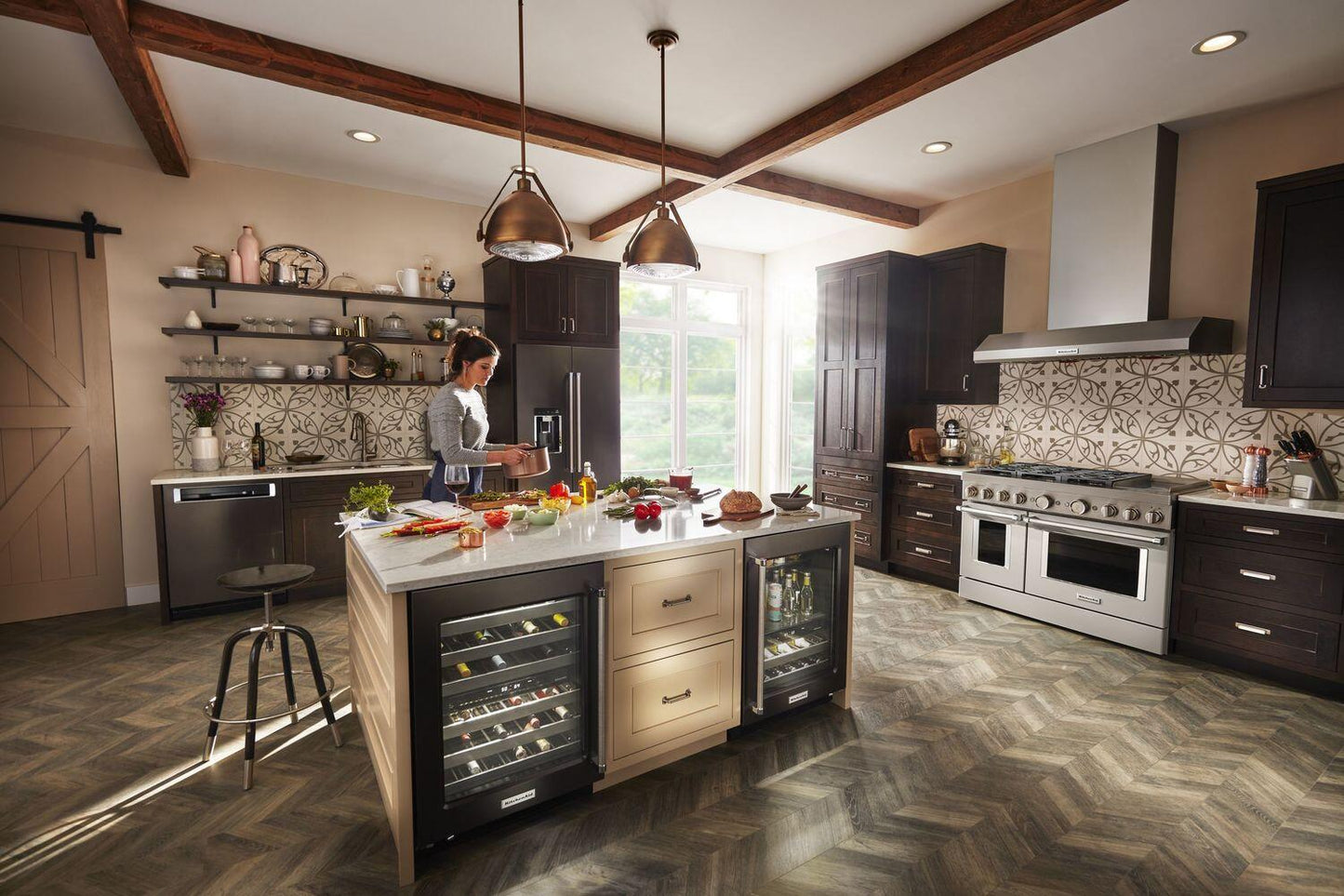 Kitchenaid KFDC558JMH Kitchenaid® 48'' Smart Commercial-Style Dual Fuel Range With Griddle Milkshake