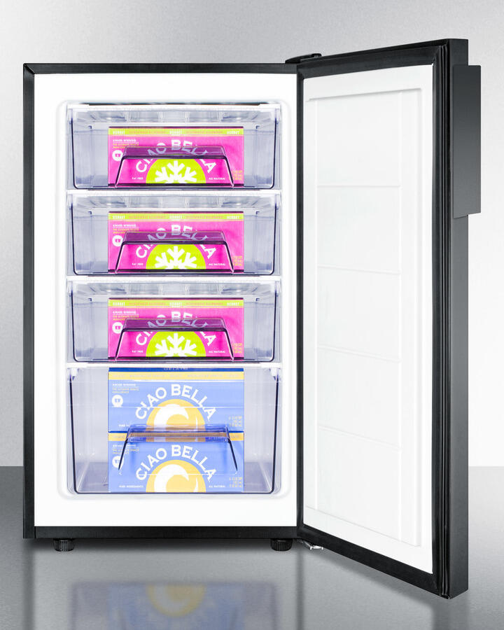 Summit FS408BLBI 20" Wide Built-In Undercounter All-Freezer For General Purpose Use, -20 C Capable With A Lock And Black Exterior