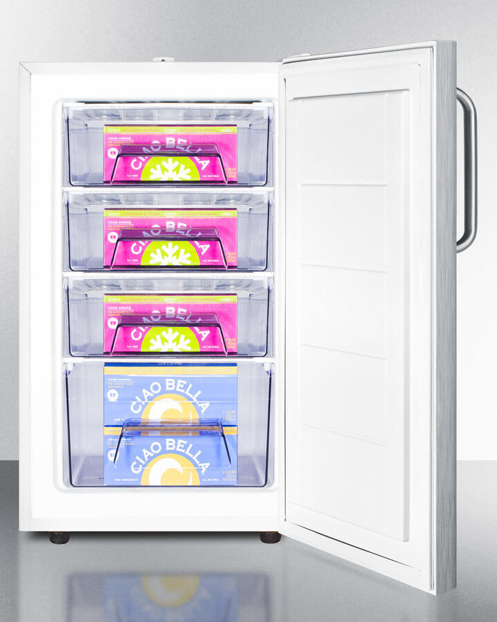 Summit FS407L7SSTBADA Commercially Listed Ada Compliant 20" Wide All-Freezer, -20 C Capable With A Lock, Stainless Steel Door, Towel Bar Handle And White Cabinet