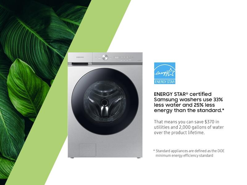 Samsung WF53BB8700AT Bespoke 5.3 Cu. Ft. Ultra Capacity Front Load Washer With Super Speed Wash And Ai Smart Dial In Silver Steel