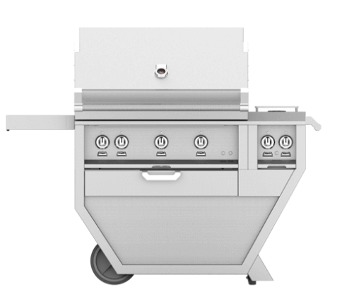 Hestan GSBR36CX2NGDG Hestan 36" Natural Gas Deluxe Freestanding Grill And Cart W/ Double Side Burner Gsbr36Cx2 - Dark Grey (Custom Color: Pacific Fog)
