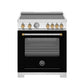 Bertazzoni MAS304INMNG 30 Inch Induction Range, 4 Heating Zones, Electric Oven - Gold Accents Bianco Matt/Gold