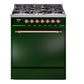 Ilve UP30QNMPEGPLP Nostalgie Ii 30 Inch Dual Fuel Liquid Propane Freestanding Range In Emerald Green With Copper Trim
