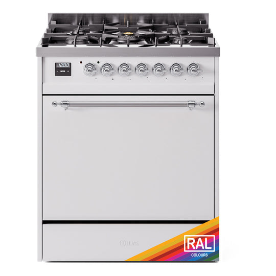 Ilve UP30QNMPRACLP Nostalgie Ii 30 Inch Dual Fuel Liquid Propane Freestanding Range In Ral Custom Color With Chrome Trim
