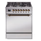 Ilve UP30QNMPSSBLP Nostalgie Ii 30 Inch Dual Fuel Liquid Propane Freestanding Range In Stainless Steel With Bronze Trim