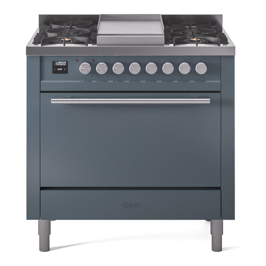 Ilve UP36FQMPBGLP Professional Plus Ii 36 Inch Dual Fuel Liquid Propane Freestanding Range In With Trim