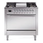 Ilve UP36FQNMPSSC Nostalgie Ii 36 Inch Dual Fuel Natural Gas Freestanding Range In Stainless Steel With Chrome Trim