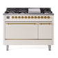 Ilve UP48FQNMPAWGLP Nostalgie Ii 48 Inch Dual Fuel Liquid Propane Freestanding Range In Antique White With Brass Trim