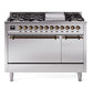 Ilve UP48FQNMPSSB Nostalgie Ii 48 Inch Dual Fuel Natural Gas Freestanding Range In Stainless Steel With Bronze Trim