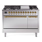 Ilve UP48FQNMPSSG Nostalgie Ii 48 Inch Dual Fuel Natural Gas Freestanding Range In Stainless Steel With Brass Trim
