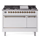 Ilve UP48FQNMPWHBLP Nostalgie Ii 48 Inch Dual Fuel Liquid Propane Freestanding Range In White With Bronze Trim