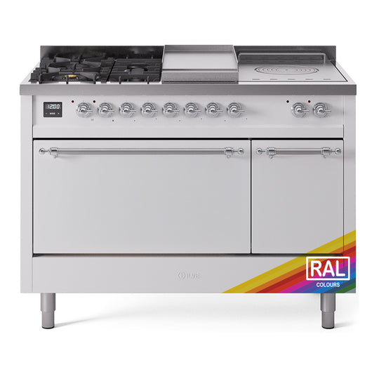 Ilve UP48FSQNMPRACLP Nostalgie Ii 48 Inch Dual Fuel Liquid Propane Freestanding Range In Ral Custom Color With Chrome Trim