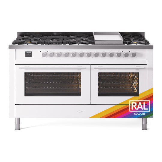 Ilve UP60FWMPRALP Professional Plus Ii 60 Inch Dual Fuel Liquid Propane Freestanding Range In Ral Custom Color With Trim