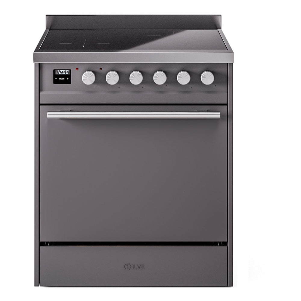 Ilve UPI304QMPMG Professional Plus Ii 30 Inch Electric Freestanding Range In Matte Graphite With Trim