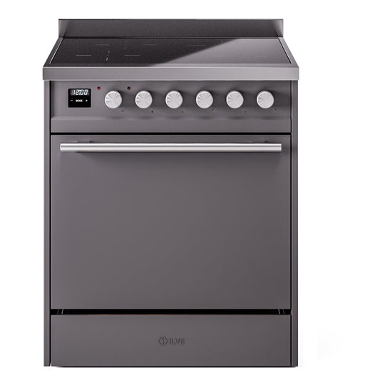 Ilve UPI304QMPMG Professional Plus Ii 30 Inch Electric Freestanding Range In Matte Graphite With Trim