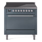 Ilve UPI366QMPBG Professional Plus Ii 36 Inch Electric Freestanding Range In Blue Grey With Trim