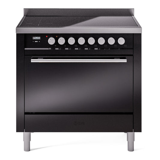 Ilve UPI366QMPBK Professional Plus Ii 36 Inch Electric Freestanding Range In Black With Trim