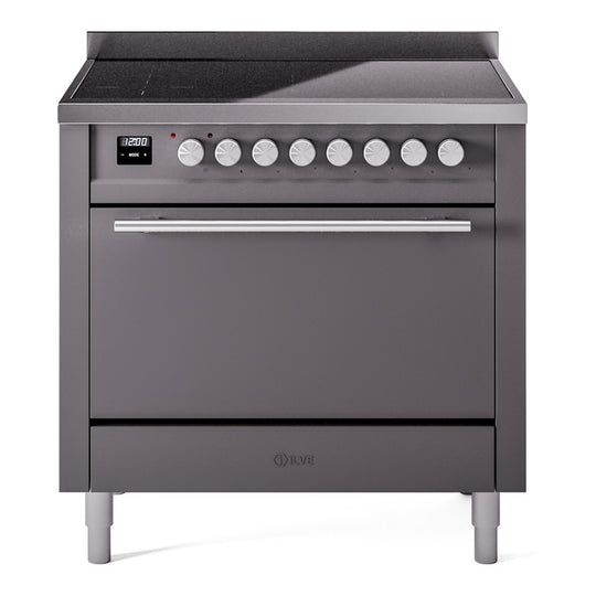 Ilve UPI366QMPMG Professional Plus Ii 36 Inch Electric Freestanding Range In Matte Graphite With Trim