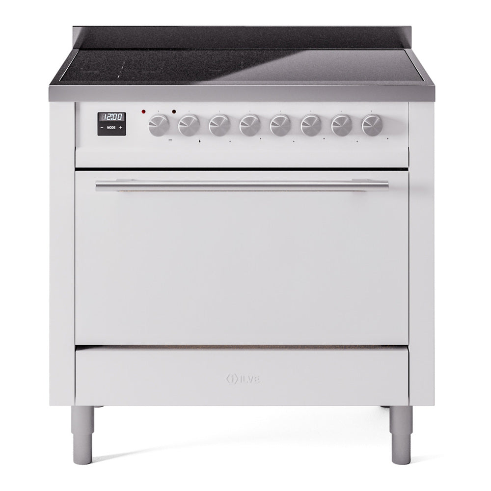Ilve UPI366QMPWH Professional Plus Ii 36 Inch Electric Freestanding Range In White With Trim