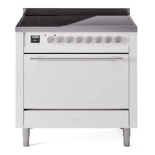 Ilve UPI366QMPWH Professional Plus Ii 36 Inch Electric Freestanding Range In White With Trim