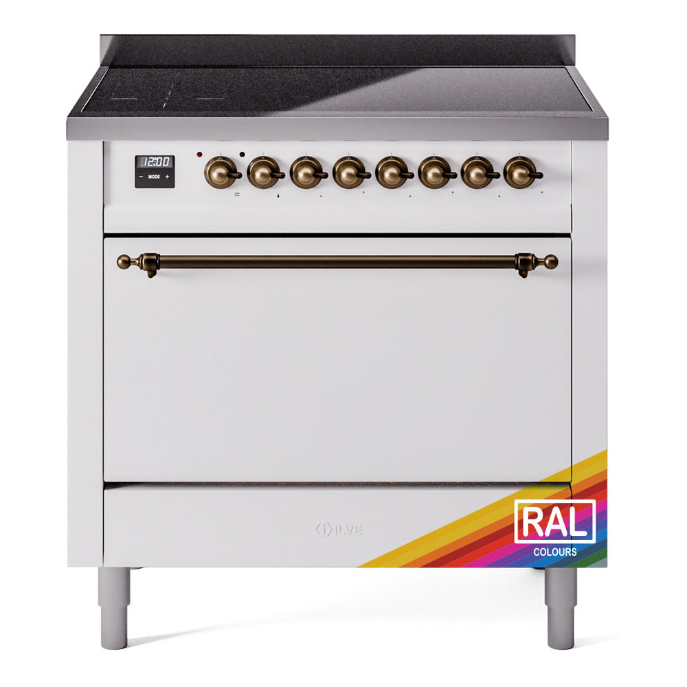 Ilve UPI366QNMPRAB Nostalgie Ii 36 Inch Electric Freestanding Range In Ral Custom Color With Bronze Trim