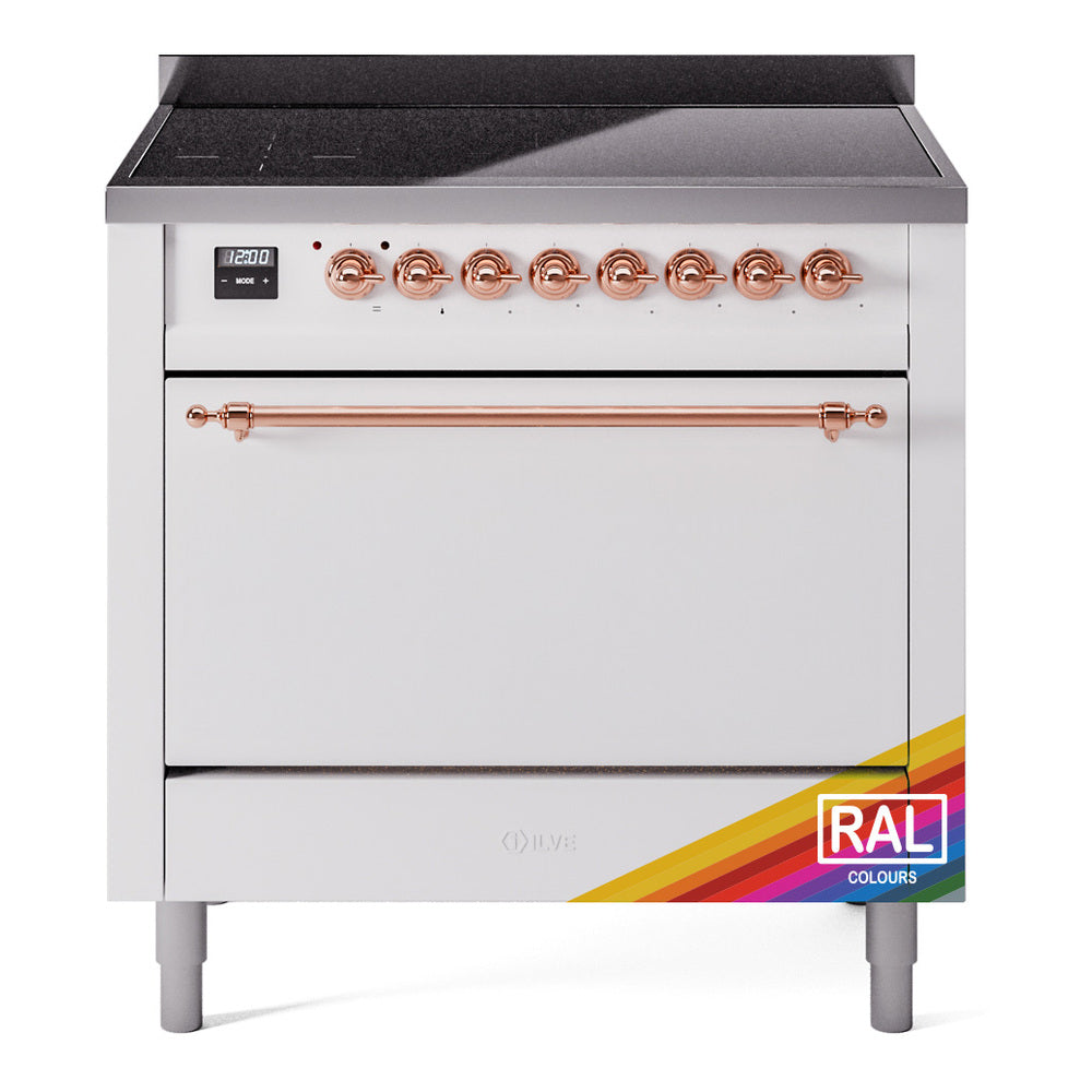 Ilve UPI366QNMPRAP Nostalgie Ii 36 Inch Electric Freestanding Range In Ral Custom Color With Copper Trim