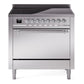 Ilve UPI366QNMPSSC Nostalgie Ii 36 Inch Electric Freestanding Range In Stainless Steel With Chrome Trim