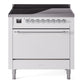 Ilve UPI366QNMPWHC Nostalgie Ii 36 Inch Electric Freestanding Range In White With Chrome Trim