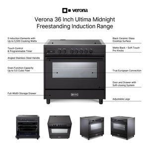 Verona VMFSIE365EE Verona Ult Midnight 36" Induction Range - Full Black