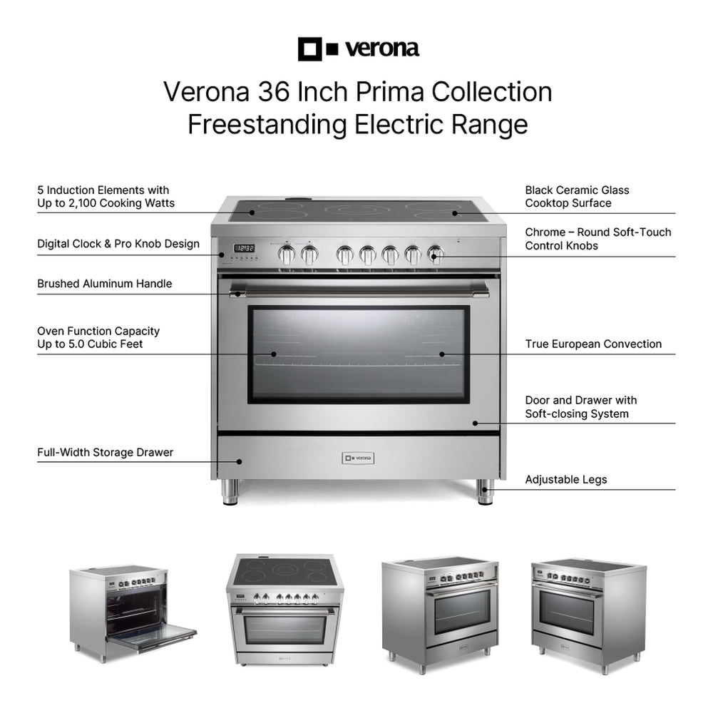 Verona VPRFSEE365SS Verona Prima 36" Electric Range - Stainless Steel