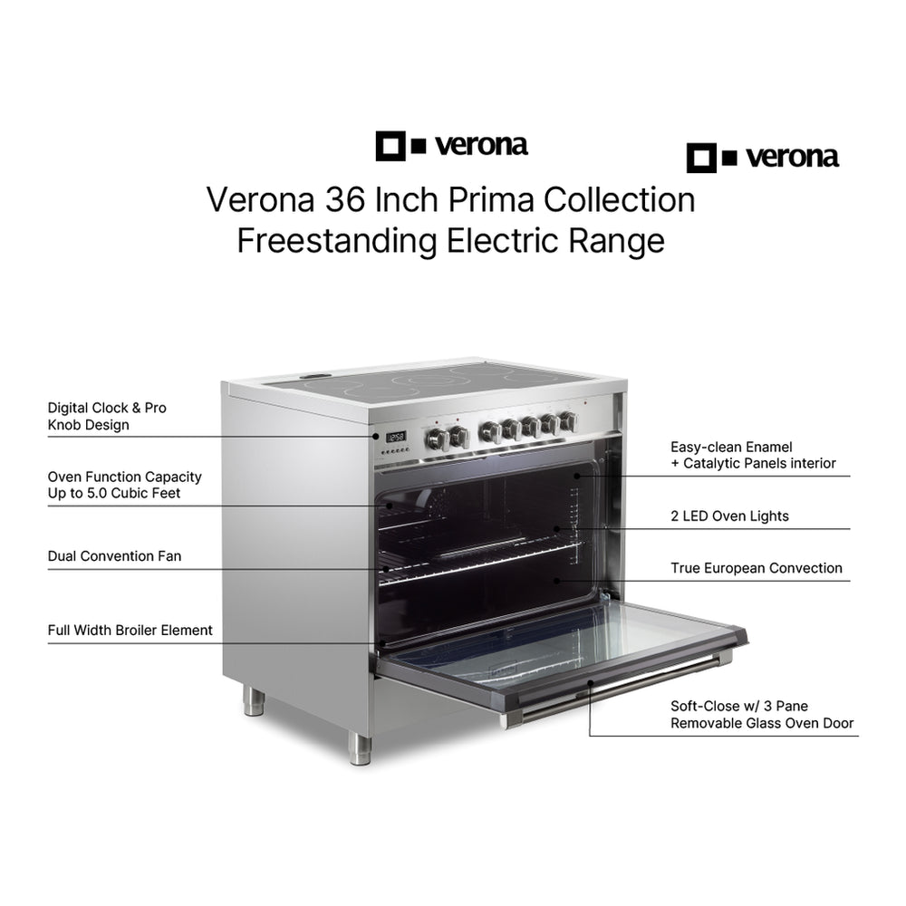 Verona VPRFSEE365SS Verona Prima 36" Electric Range - Stainless Steel