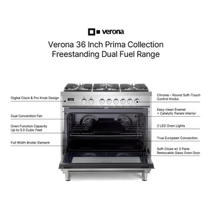 Verona VPRFSGE365SS Verona Prima 36" Dual Fuel Range - Stainless Steel