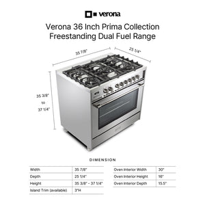 Verona VPRFSGE365SS Verona Prima 36" Dual Fuel Range - Stainless Steel
